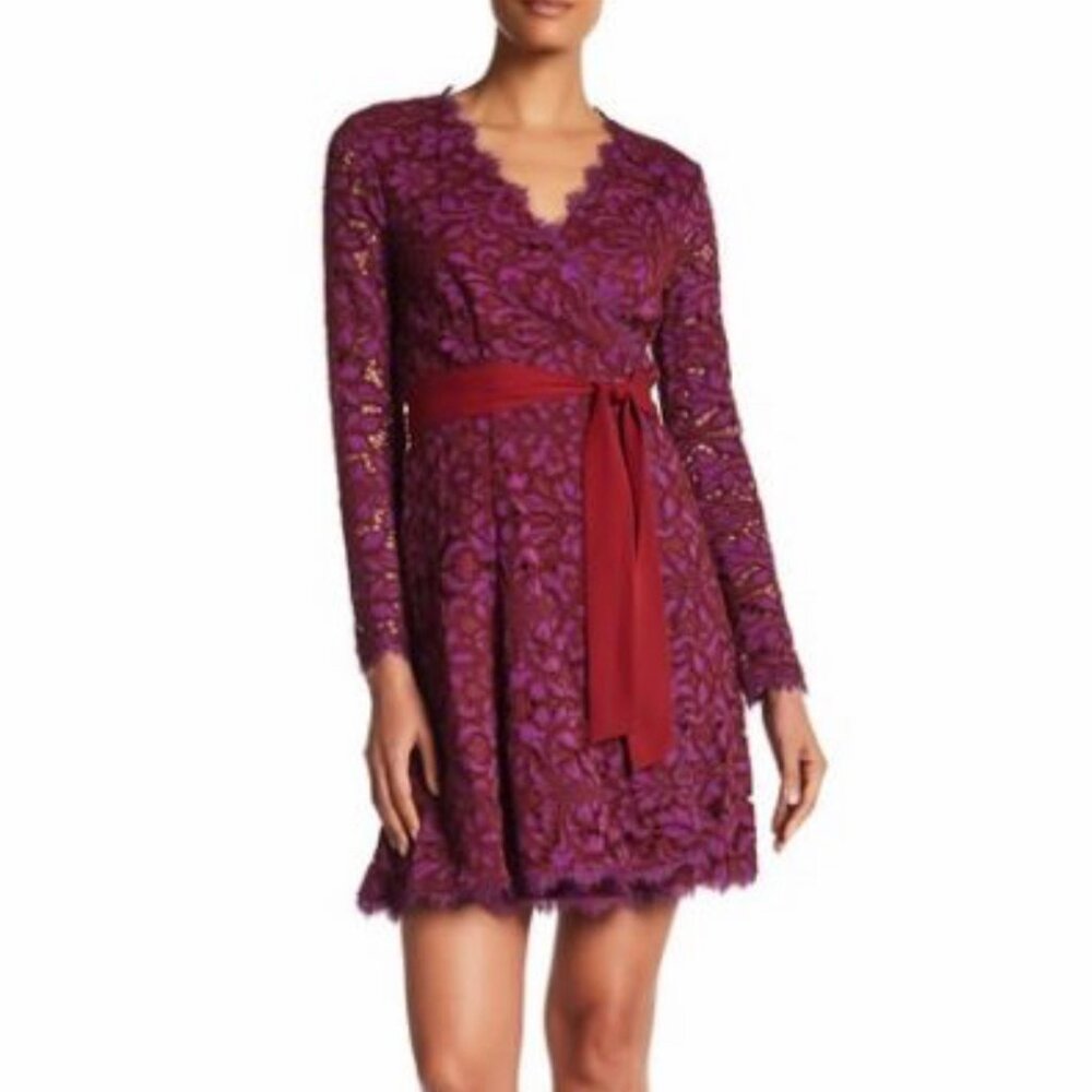 DVF Purple Wrap Dress - Shaelyn lace - Cocktail, holiday party